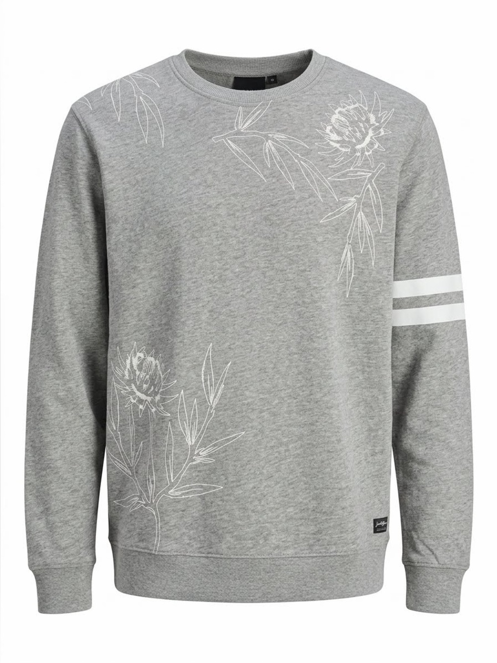 Jack & Jones Men's Floral Graphic Crewneck Sweater Grey - XL